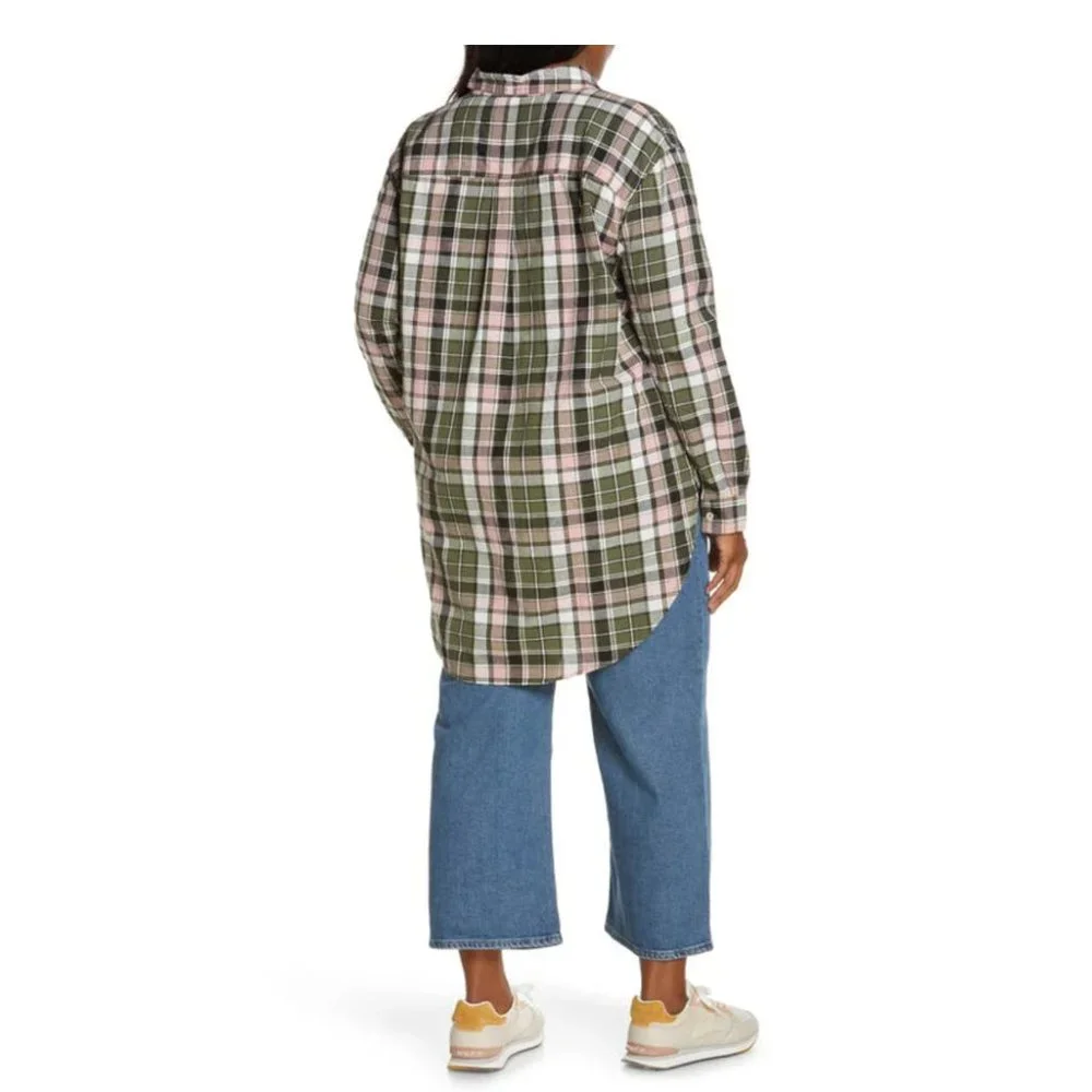 CASLON Plaid Long Sleeve Cotton Shirt In Green Sorrel Lena Plaid Size XXS_2